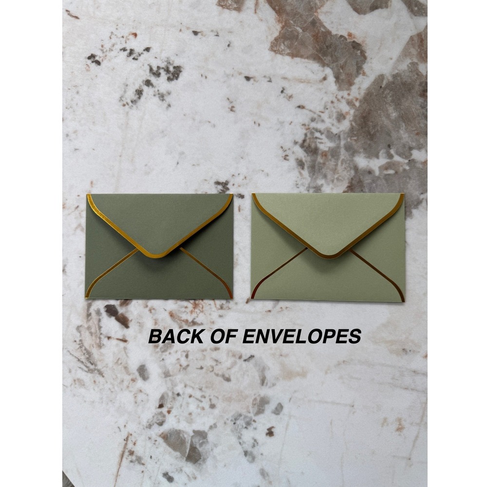 83 PK Sage Green Thank You Cards Botanical Gold Foil Envelopes - Picture 3 of 7